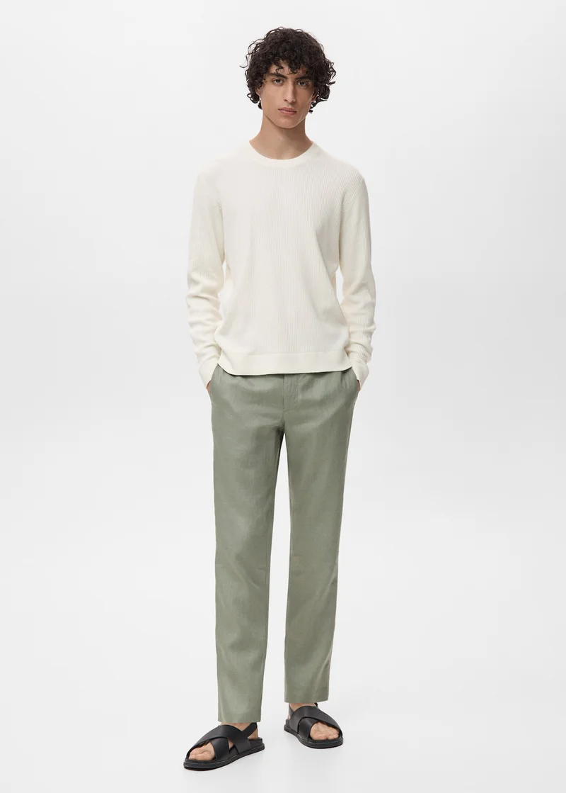 Mango Man Fine Rib-Knit Cotton Sweater