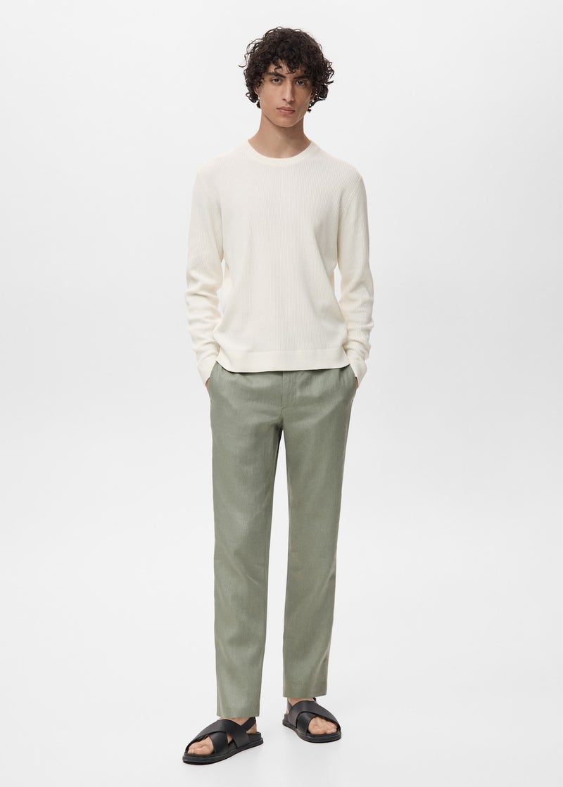 Mango Man Fine Rib-Knit Cotton Sweater  - Image 5