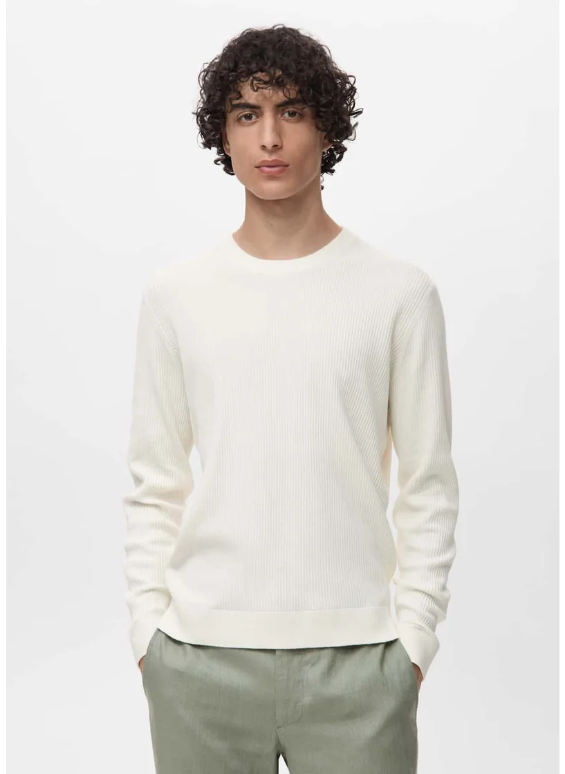مانجو مان Fine Rib-Knit Cotton Sweater