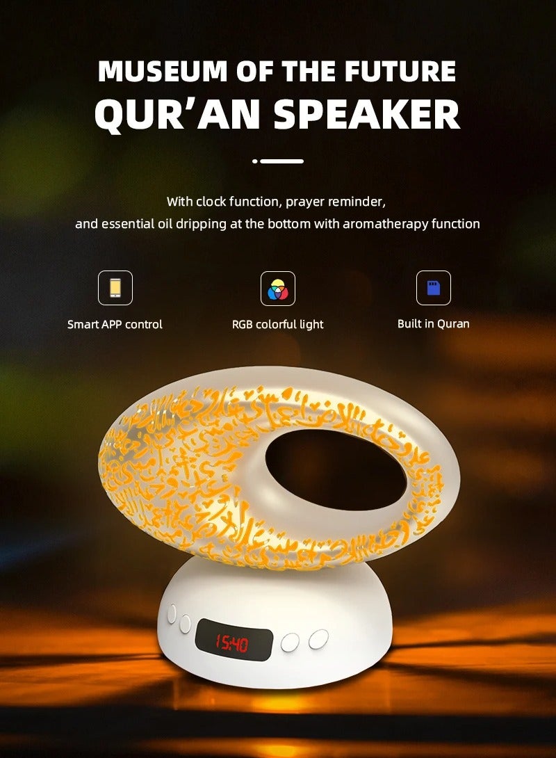 BICCHOO Quran Speaker,LED Quran Speaker, Digital Time Display, Azan Clock, App and Remote Control Museum Shape - Image 2
