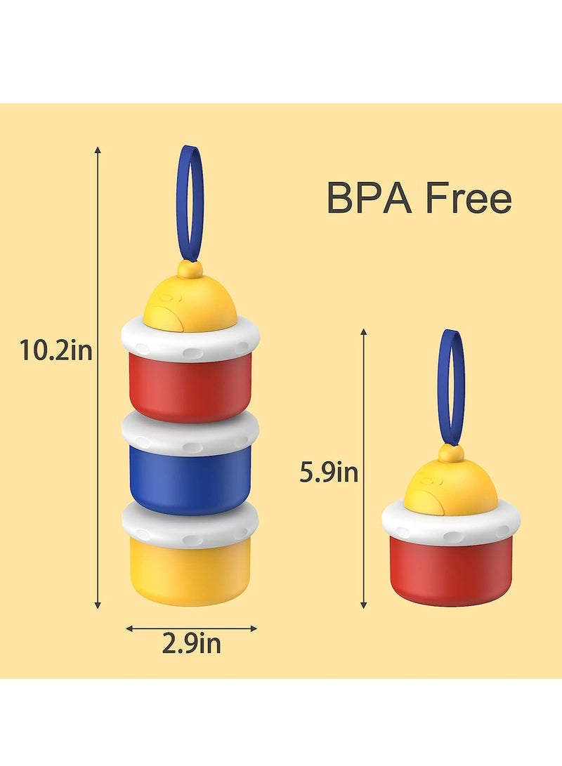 Excefore Baby Formula Dispenser,  Portable Milk Powder Dispenser Container, Travel Baby Formula Storage Container, Non-Spill Stackable Baby Snack Storage Container, BPA Free, 3 Compartments 2 Packs - Image 4