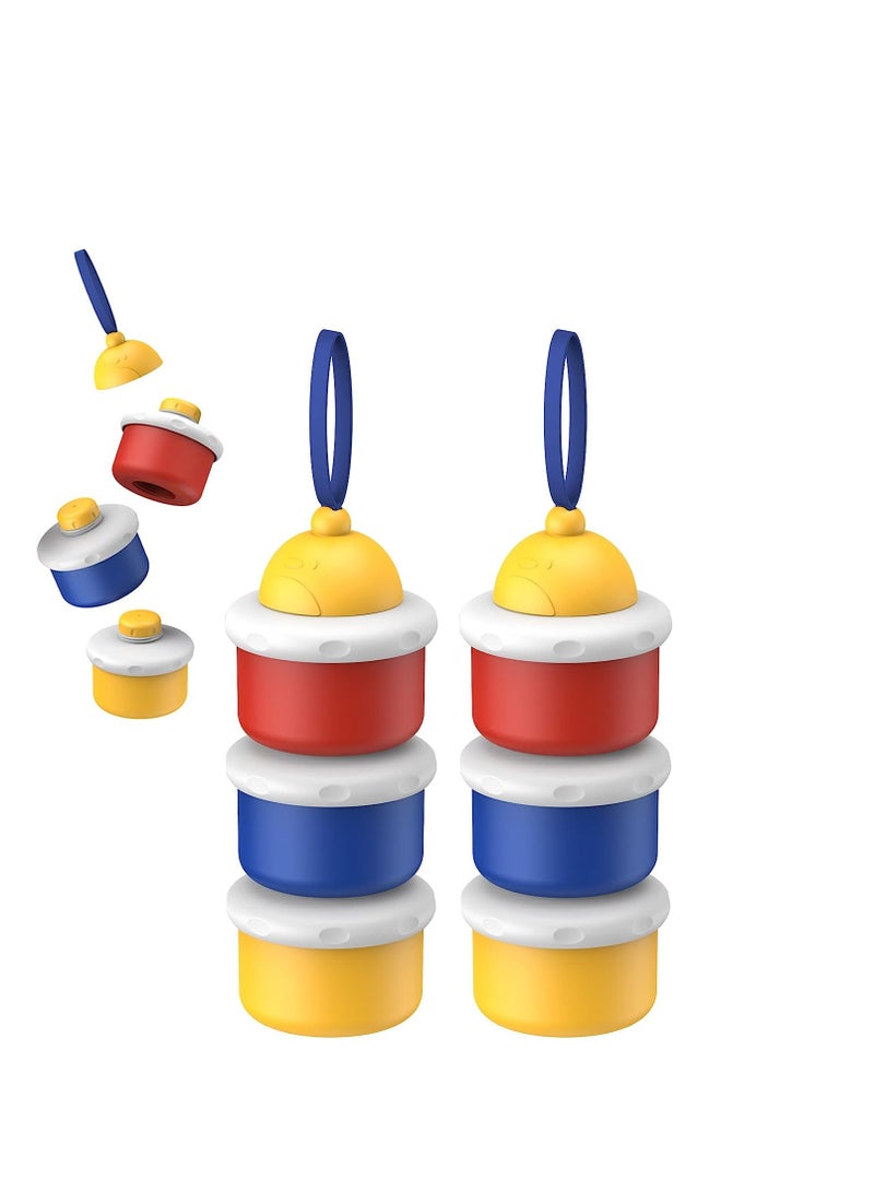 Excefore Baby Formula Dispenser,  Portable Milk Powder Dispenser Container, Travel Baby Formula Storage Container, Non-Spill Stackable Baby Snack Storage Container, BPA Free, 3 Compartments 2 Packs - Image 1