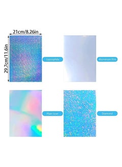 RATSAW 20 Sheets Holographic Sticker Paper Printable A4 Sticker Self Adhesive Holographic Stickers Paper Waterproof Transparent Film 4 Styles Patterns for Inkjet Laser Printers  - Image 2