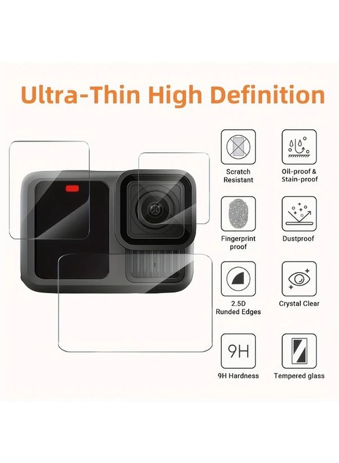 4 مجموعات من واقي الشاشة الزجاجي المقوى لـ GoPro Hero 8 Black المقاوم للخدوش - Image 5