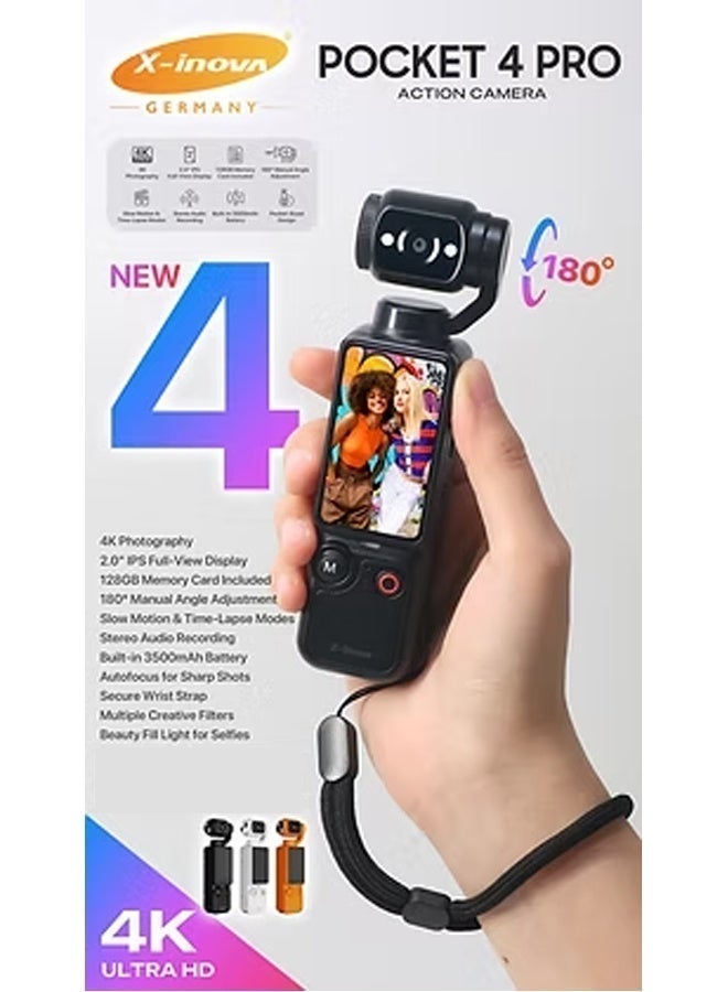 X-Inova Pocket 4 PRO 4K Ultra HD Action Camera Black - Image 4