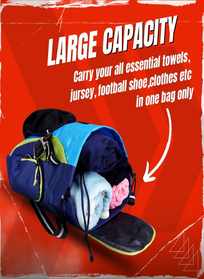 PANFIKH Thunder Drawstring Football Bag Kit Bags for Boys Basketball Bag's/Volleyball Bag/Skating with Adjustable Strap and Bottle Holder- Navy Blue - Image 2