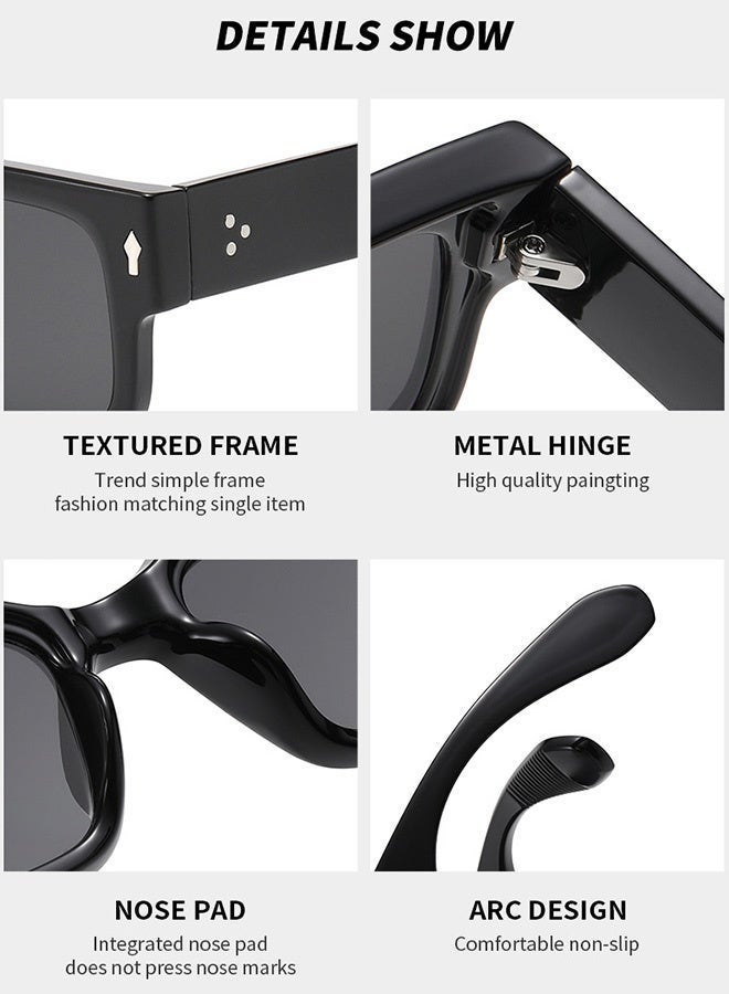 CIKJUK Classic Sunglasses Men Women Rectangular Trendy sunglass Thick Frame Men's Women's Sun Glasses Square Mens Eye Glasses Travel Driving Daily for Mens Shades UV400 Protection Sun Glas Black - Image 2