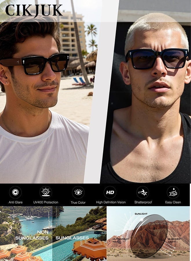 CIKJUK Classic Sunglasses Men Women Rectangular Trendy sunglass Thick Frame Men's Women's Sun Glasses Square Mens Eye Glasses Travel Driving Daily for Mens Shades UV400 Protection Sun Glas Black - Image 4