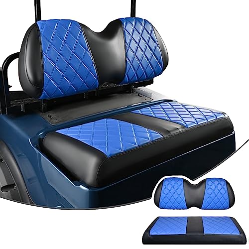 NOKINS Golf Cart Diamond Seat Covers Kit, Fit for Club Car Precedent OEM Standard Front Seat Cushion, Golf Cart Vinyl Seat Cover, No Nails Required (Blue and Black) - Image 1