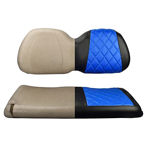 NOKINS Golf Cart Diamond Seat Covers Kit, Fit for Club Car Precedent OEM Standard Front Seat Cushion, Golf Cart Vinyl Seat Cover, No Nails Required (Blue and Black) - Image 4