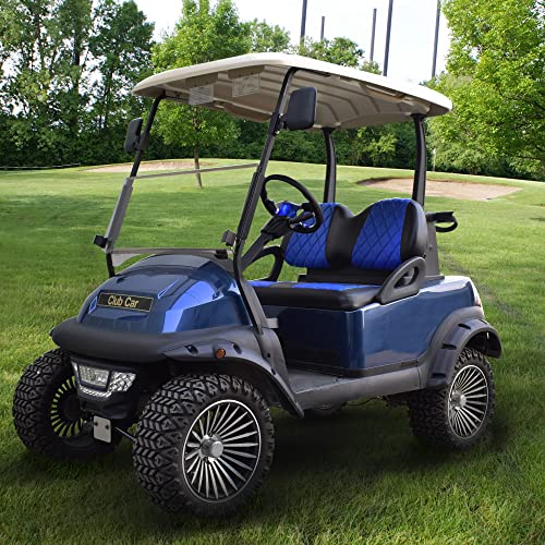 NOKINS Golf Cart Diamond Seat Covers Kit, Fit for Club Car Precedent OEM Standard Front Seat Cushion, Golf Cart Vinyl Seat Cover, No Nails Required (Blue and Black) - Image 3
