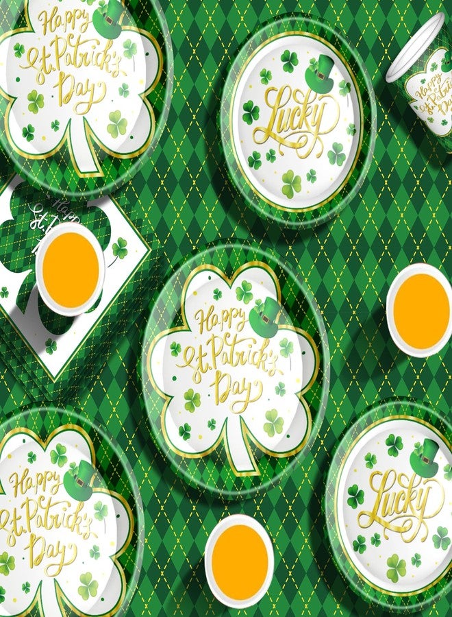 Baolaiballoon St. Patrick's Day Party Supplies Tableware Set Irish Themed Tableware with Lucky Shamrock Paper Plates Napkins Cups Tablecloth Banner for St. Patrick's Day Party Decorations, Serves 24 - Image 4