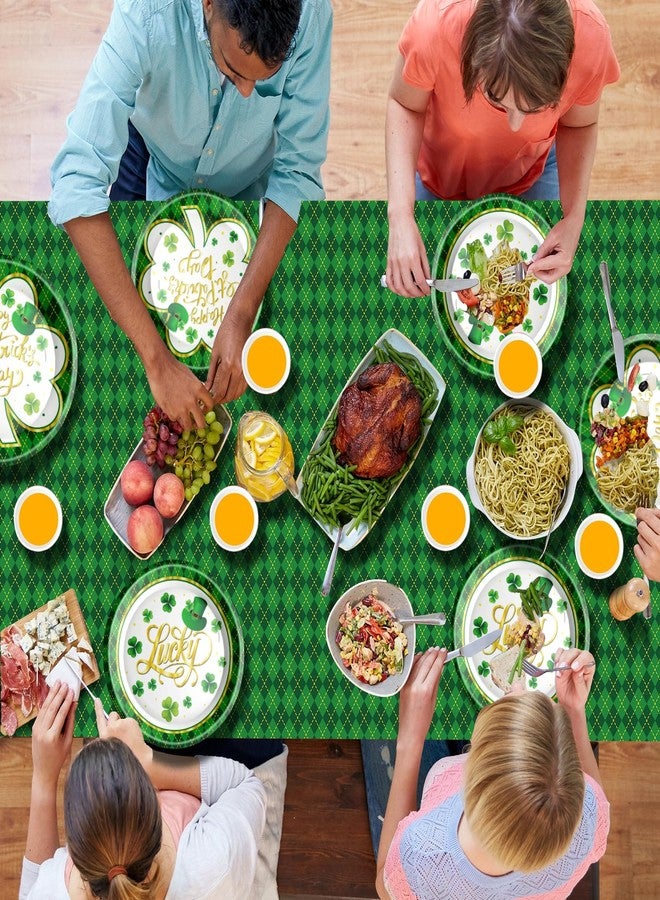 Baolaiballoon St. Patrick's Day Party Supplies Tableware Set Irish Themed Tableware with Lucky Shamrock Paper Plates Napkins Cups Tablecloth Banner for St. Patrick's Day Party Decorations, Serves 24 - Image 3