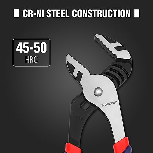 WORKPRO 3 Piece Groove Joint Plier Set, 12/10/8 Inch Adjustable Water Pump Pliers, Straight Jaw Pliers for Home Repair, Gripping, Nuts, Bolts, Pipe & Fittings - Image 2