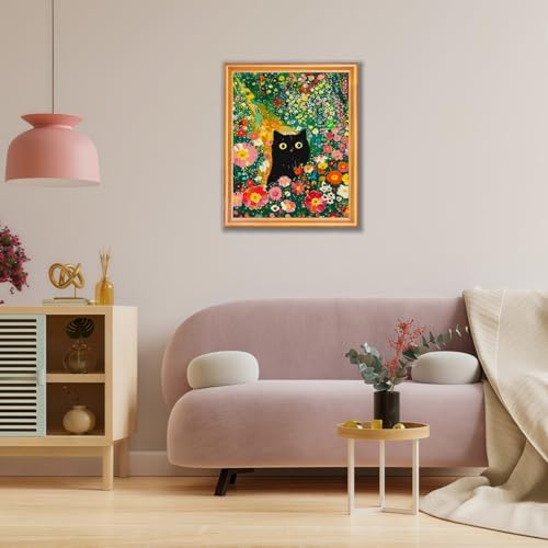 Mosaflare Paint by Numbers for Adults Beginner, Flowers and Black Cat Adult Paint by Number Kits on Canvas, DIY Acrylic Oil Easy Painting by Numbers for Home Wall Decor 16X20 inch (Without Frame) - Image 3