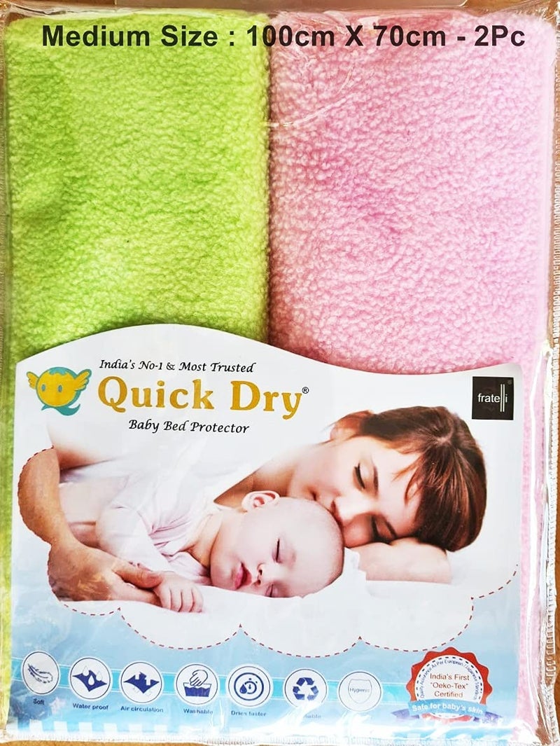 Fratelli Dry Waterproof Bed Protector Twin Pack (Medium Twin - Pink & Pista) - Image 1