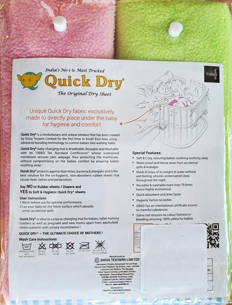 Fratelli Dry Waterproof Bed Protector Twin Pack (Medium Twin - Pink & Pista) - Image 2