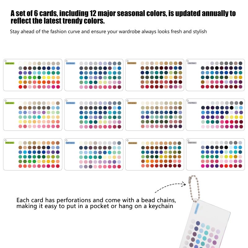 Zynoro Seasonal Color Selection Cards,6 Pack Card Set for Perfect Color Matching and Fashion Advice,54 Reference Colors per Season,Ideal Gift for Friends - Image 2