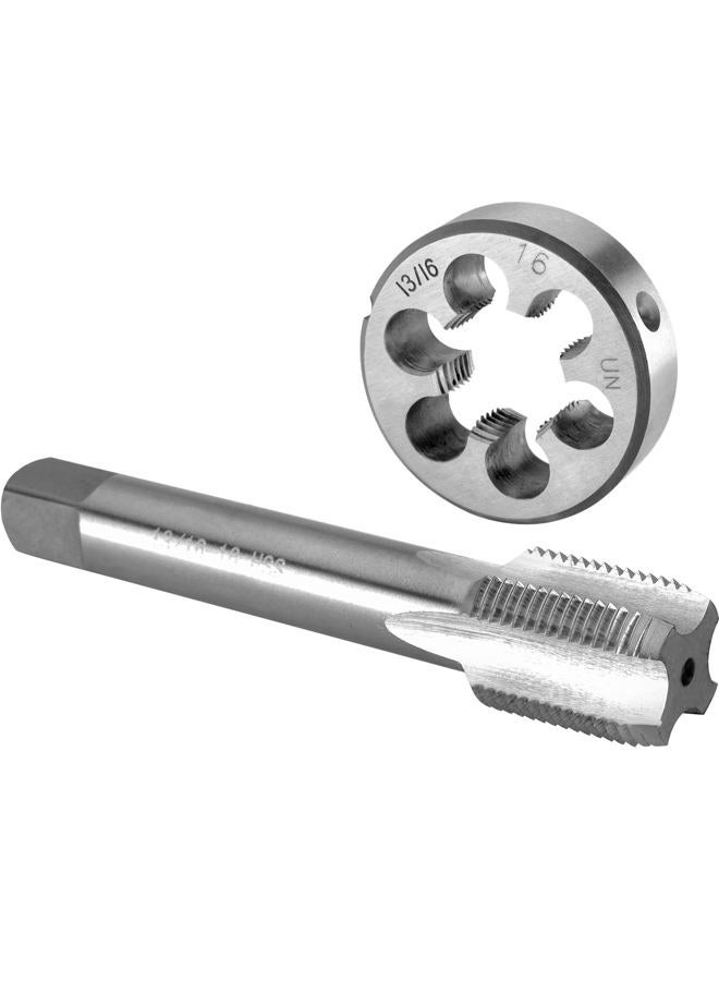 Burkit 13/16"-16 UN Tap and Die Set, 13/16 x 16 UN Machine Thread Tap and Round Die Right Hand - Image 1