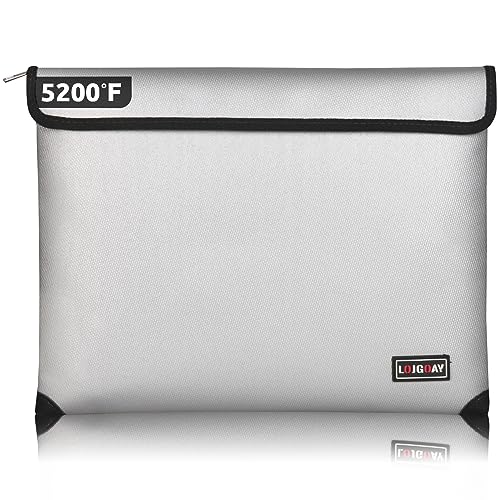 LOJGOAY Waterproof Fireproof Document Bag - 5200°F with Heat Insulated, fireproof bags with Zipper, Fire Safe Envelope Bag for Cash/Important Documents/Valuables, 13.9"x10.6" fire proof money bag - Image 1