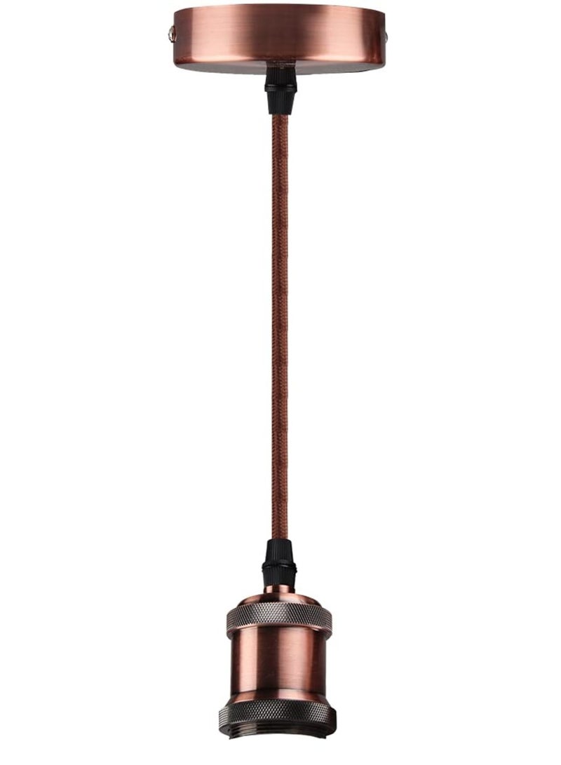 Zikra Ceiling Pendant & Lamp Holder, Metal Pendant Light Fitting, E27 Lamp Holder, Adjustable Cable Length, Fitting Set with Braided Fabric Cable (Red/Bronze) - Image 3