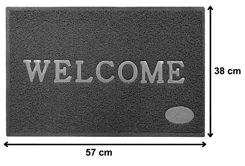VSTUCART Welcome Door Mat Anti Skid PVC Doormat for Home Perdan for Main Door58x38 cm Grey Pack of 2 - Image 3