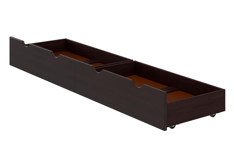 Alaterre Furniture Espresso Underbed Storage Drawers Set of 2 Solid Wood Construction Easy Wheel Movement Fits Bed Frames 975 in or Higher Ideal for Childrens Bedroom 35 in W x 1925 in D x 8 in H 