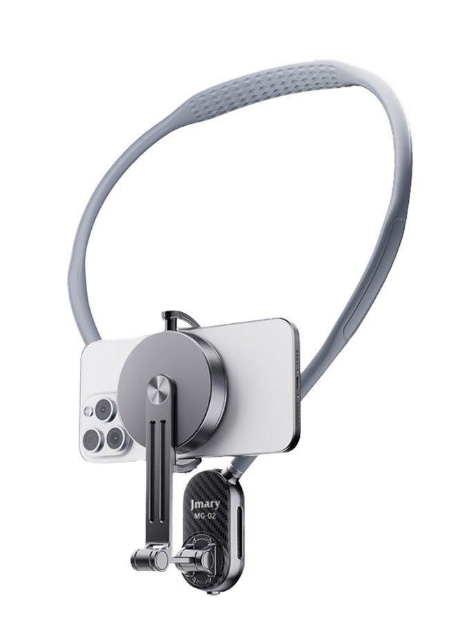 جيه ماري حامل هاتف للرقبة 2 في 1 بدون استخدام اليدين، حزام مرن 660 مم للهواتف الذكية وكاميرات الحركة، تصميم مريح مغناطيسي قابل للتعديل للتدوين بالفيديو والبث المباشر والطهي - Image 1