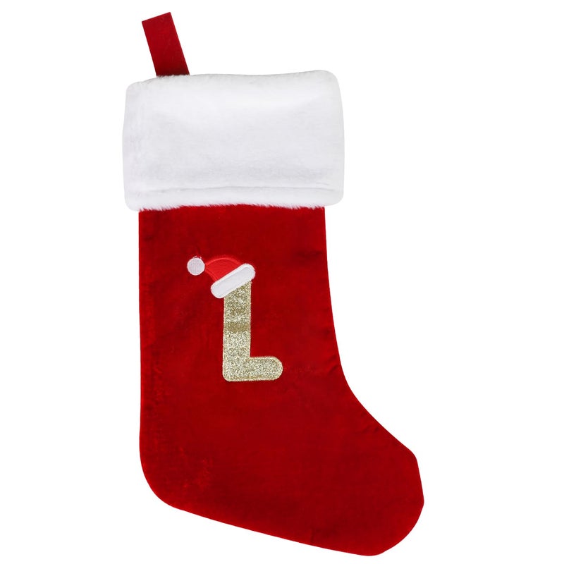 VEYLIN Christmas Stockings with Letters 20 Inch Plush Christmas Stockings Large Embroidered Stockings Christmas Stockings for KidsAdult Home DecorationsL
