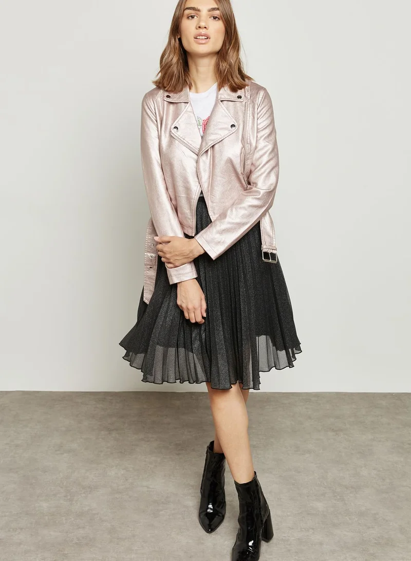 NEW LOOK Metallic PU Biker Jacket