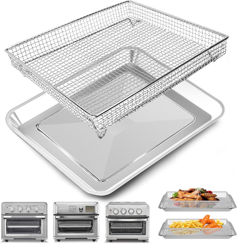 GWY Air Fryer Basket Tray Replacement for Cuisinart TOA-60 TOA-65 TOA-70 Toaster Air Fryer Convection Oven, 12.4 * 11'' Mesh Air Fryer Steel Basket Wire Rack Accessories Parts, Dishwasher Safe - Image 1
