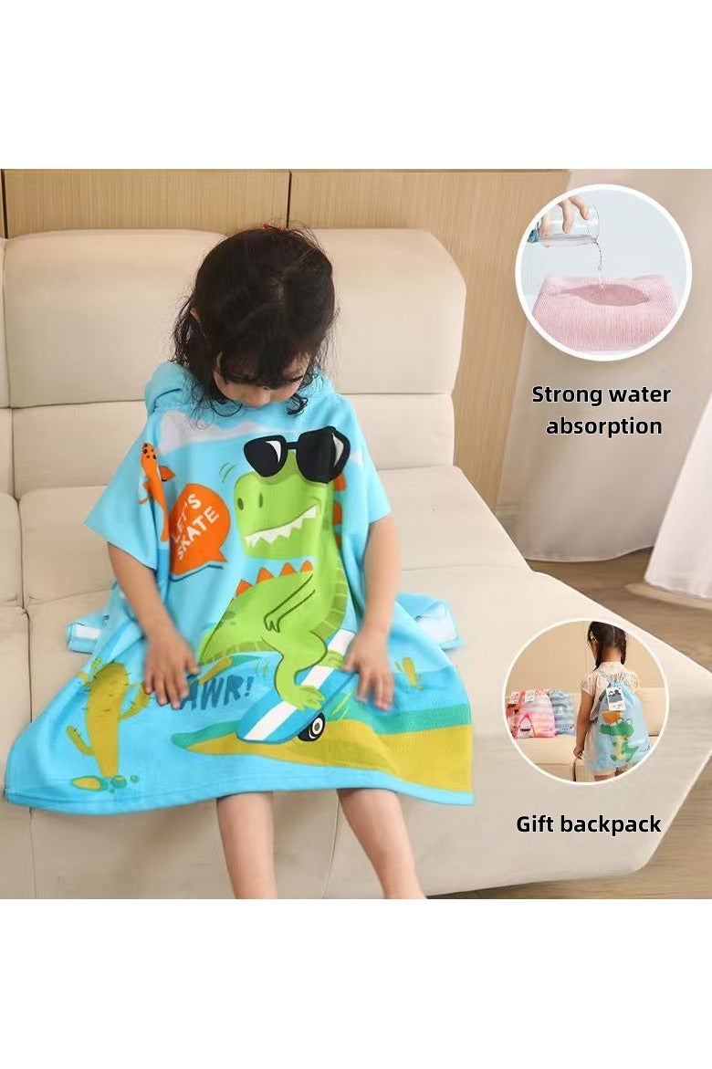 Heyla Children's raincoat hooded towel, quick drying children's bath towel. (Purchase and receive 1 backpack, backpack color is random)  - Image 1