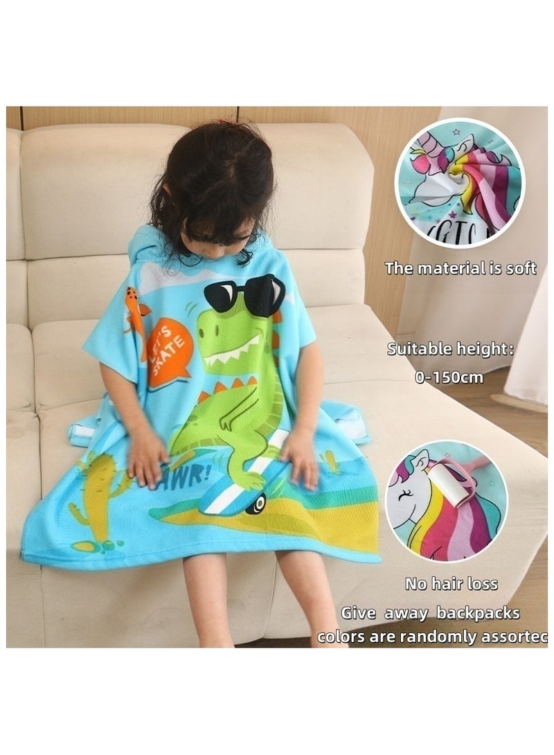 Heyla Children's raincoat hooded towel, quick drying children's bath towel. (Purchase and receive 1 backpack, backpack color is random)  - Image 3