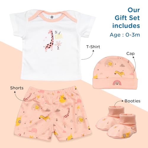 Mee Mee New Born Baby Gift Set | Soft Cotton Clothing Essentials for Infants/Baby Girls, Boys | Baby Shower Clothing Hamper (4 Pieces, Pink)| Ideal Gift for New Born Baby - Image 4