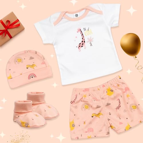 Mee Mee New Born Baby Gift Set | Soft Cotton Clothing Essentials for Infants/Baby Girls, Boys | Baby Shower Clothing Hamper (4 Pieces, Pink)| Ideal Gift for New Born Baby - Image 3