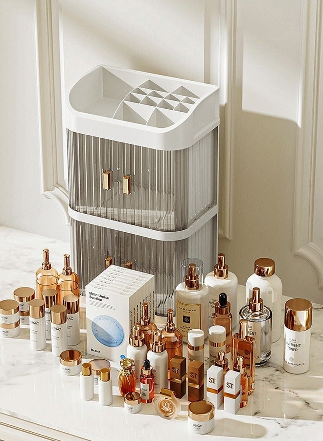 والالا صندوق تخزين كبير السعة لمستحضرات التجميل منظم أدراج المكياج والمجوهرات وطلاء الأظافر وحاوية مكياج سطح المكتب وصندوق تخزين مستحضرات التجميل لغرفة النوم - Image 2