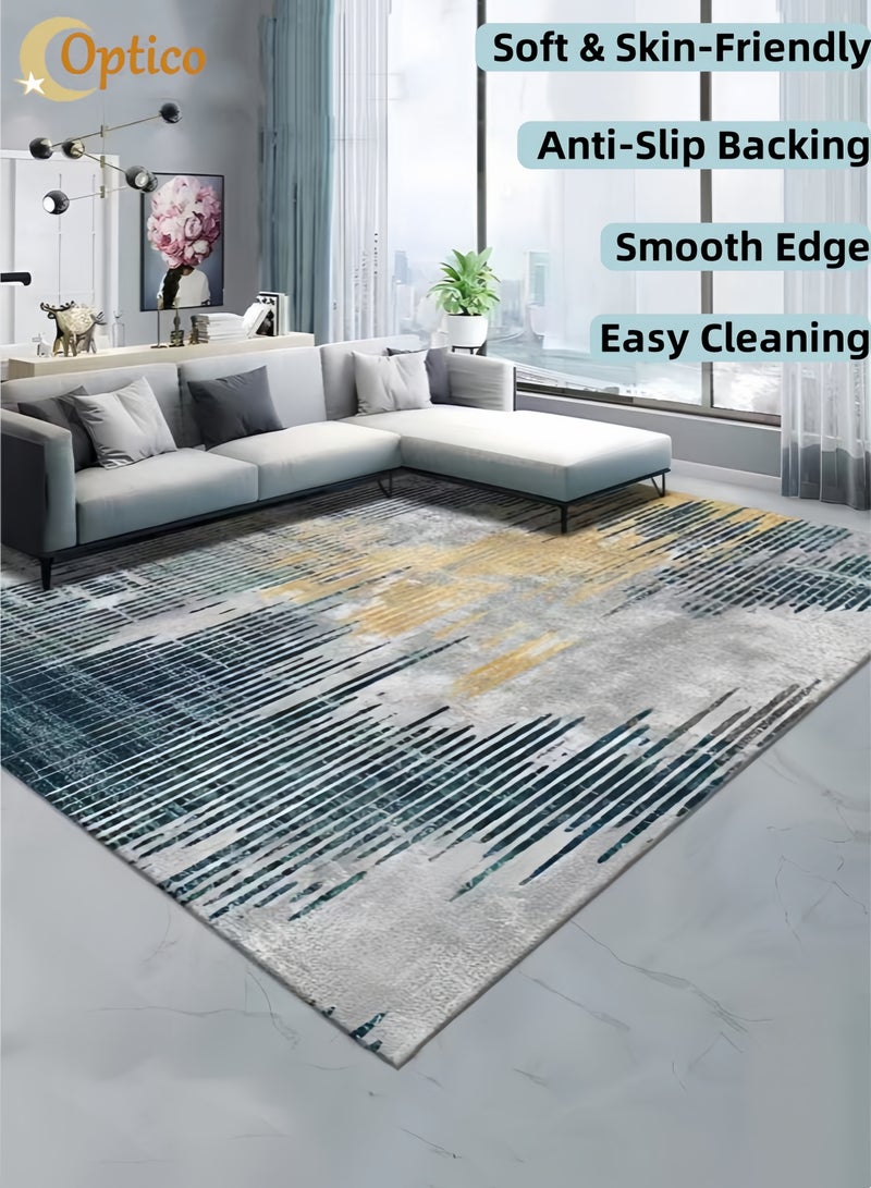 Optico Modern Abstract Area Rug, 120 x 160cm Large Mat Carpet Boho Style Rug Washable Floor Mat Runner Soft Touch Carpet Printed Floor Carpet Low Pile Indoor Mat Non-Slip Modern Carpet for Living Room, Dining Room, Indoor, Kids Playroom - Image 1