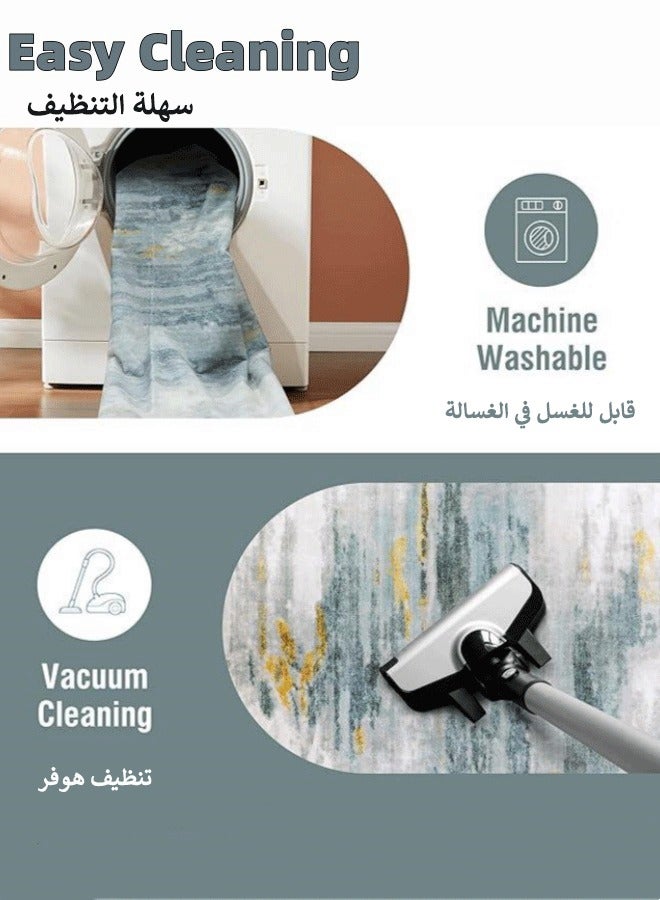 Optico Modern Abstract Area Rug, 120 x 160cm Large Mat Carpet Boho Style Rug Washable Floor Mat Runner Soft Touch Carpet Printed Floor Carpet Low Pile Indoor Mat Non-Slip Modern Carpet for Living Room, Dining Room, Indoor, Kids Playroom - Image 5