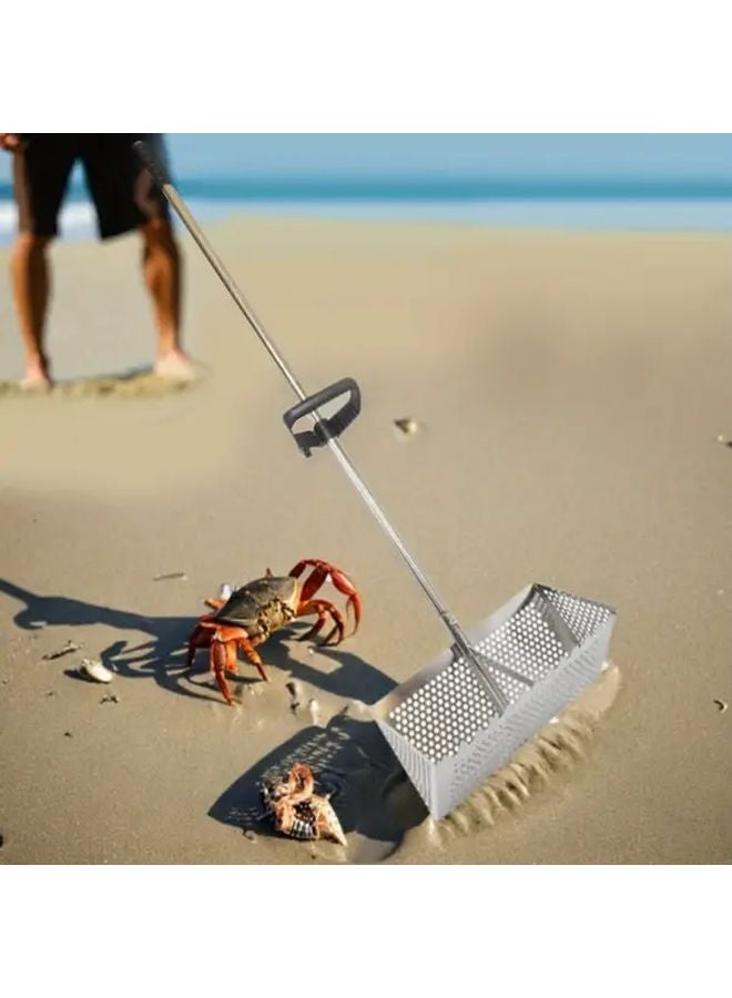 مشط الرمال الأسود بطول 55 بوصة بمقبض طويل قابل للفصل لتنظيف الشاطئ والبستنة - Image 4