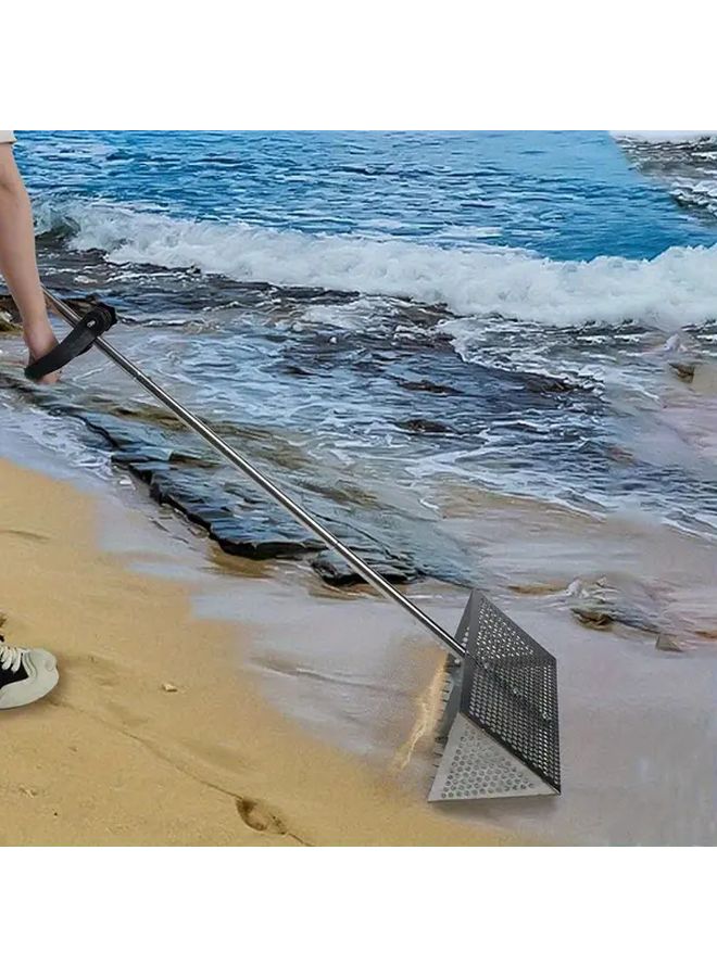 مشط الرمال الأسود بطول 55 بوصة بمقبض طويل قابل للفصل لتنظيف الشاطئ والبستنة - Image 3