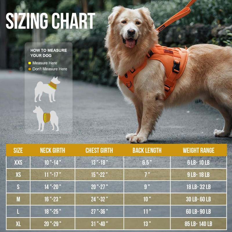 OneTigris Tactical Dog Harness Vest,No-Pull Service Dog Vest with Hook & Loop Panels,Adjustable Dog Vest Harness for Walking Hiking Training(Orange,L) - Image 3