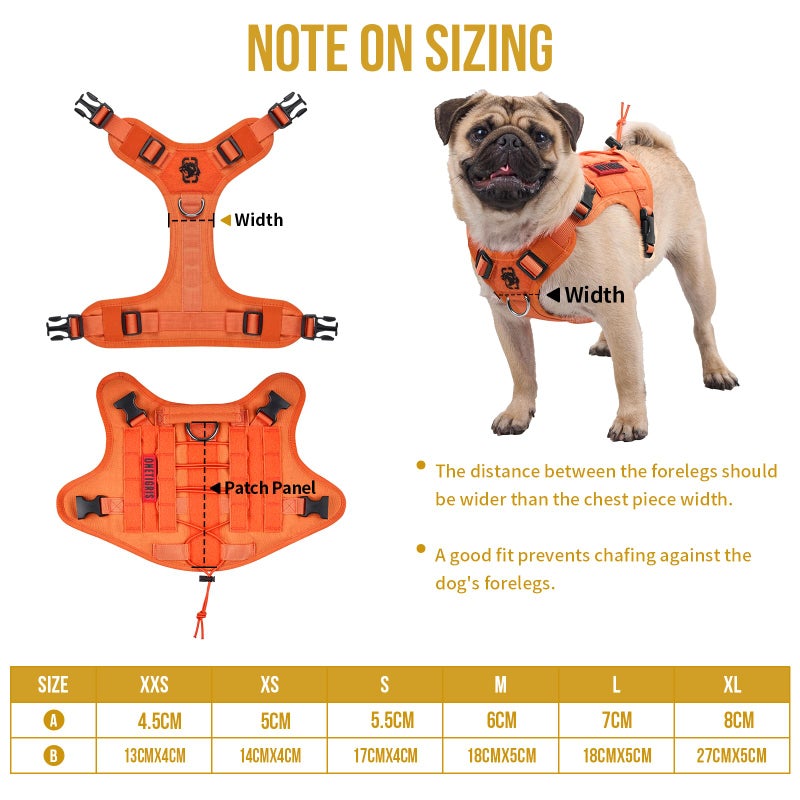 OneTigris Tactical Dog Harness Vest,No-Pull Service Dog Vest with Hook & Loop Panels,Adjustable Dog Vest Harness for Walking Hiking Training(Orange,L) - Image 4