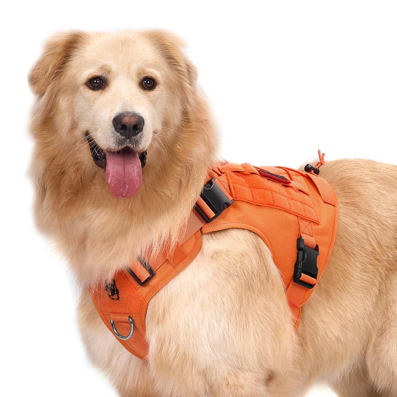 OneTigris Tactical Dog Harness Vest,No-Pull Service Dog Vest with Hook & Loop Panels,Adjustable Dog Vest Harness for Walking Hiking Training(Orange,L) - Image 1
