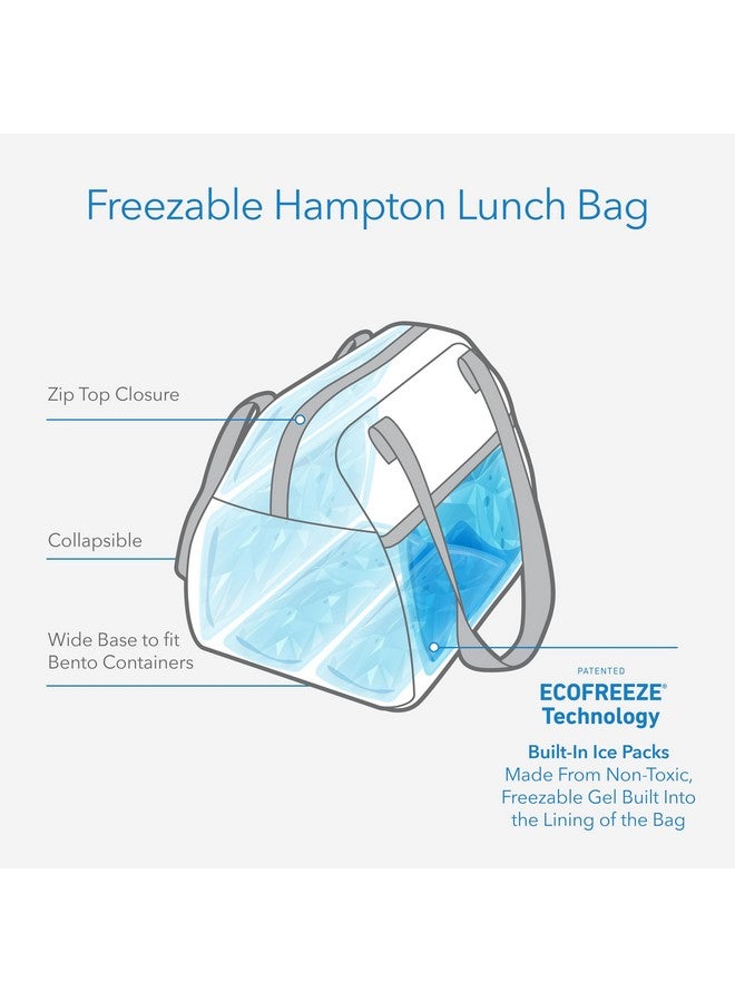 PackIt Freezable Hampton Lunch Bag, Black Grid, Built with EcoFreeze Technology, Collapsible, Reusable, Zip Closure with Front Pocket and Shoulder Straps, Perfect for Tweens and Adults - Image 2