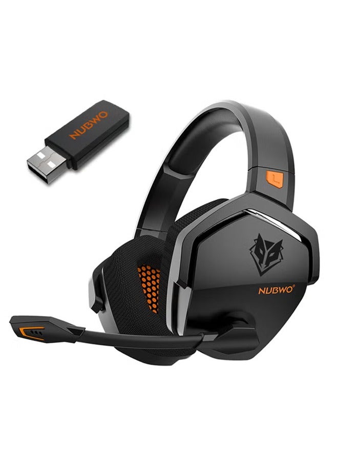 NUBWO G06 Wireless Gaming Headset,Over-Ear Gaming Headphone with Microphone for PS5, PS4, PC, and Switch, Ergonomic Design,Black/Orange - Image 1