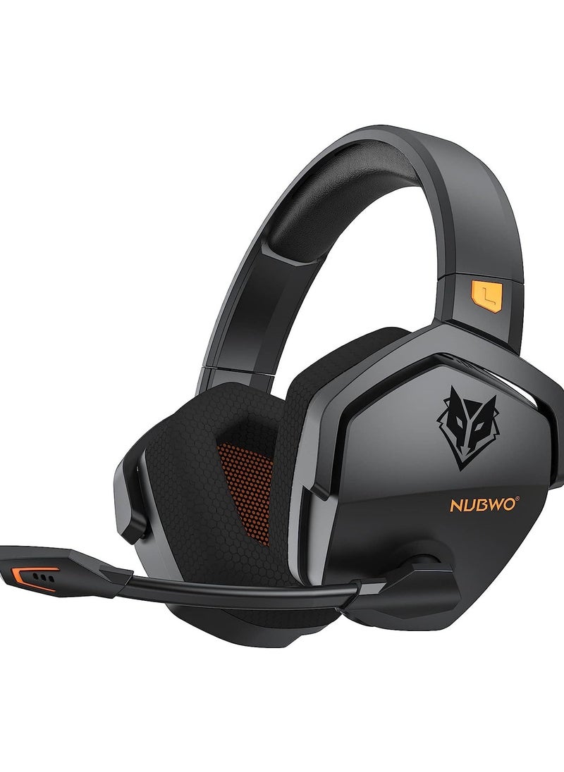 NUBWO - G06 Wireless Gaming Headset,Over-Ear Gaming Headphone with Microphone for PS5, PS4, PC, and Switch, Ergonomic Design,Black/Orange - Image 1