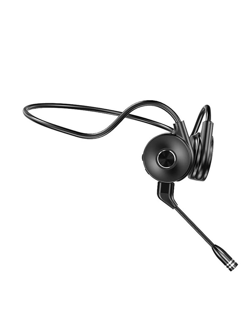 Excefore Bone Conduction Sports Gaming Headset Bluetooth 5.0, Wireless Stereo Open-Ear Headphones with Noise-Canceling Boom Microphone, for Running Hiking Home Office Conference Calls, Black  - Image 1
