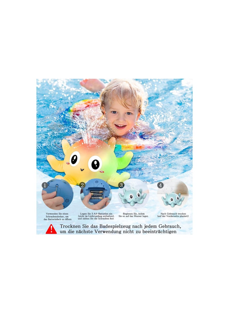 Generic - Baby Bath Toy With Light, Octopus Bath Toy From 1 To 2 Years Automatic Induction Spray Water Toy, Gifts For Children Toddlers (Blue) - Image 1