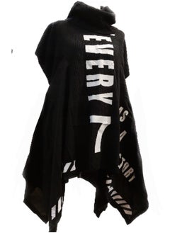 Women tricot printed asymmetrical sweater pullover high neck