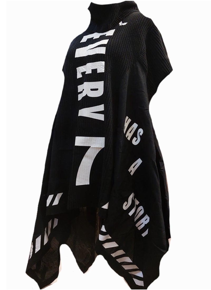 Generic - Women tricot printed asymmetrical sweater pullover high neck - Image 1